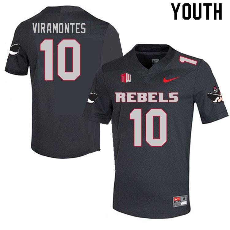 Youth #10 Vic Viramontes UNLV Rebels College Football Jerseys Sale-Charcoal